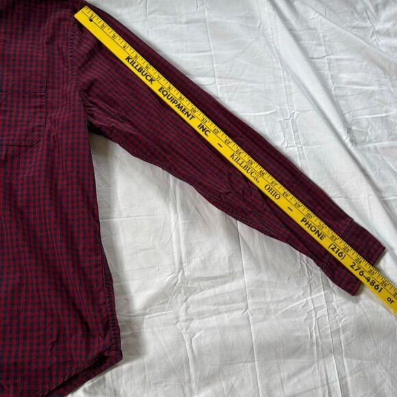 Abercrombie and Fitch mens plaid button up shirt size medium red blue preppy aca - Picture 4 of 7